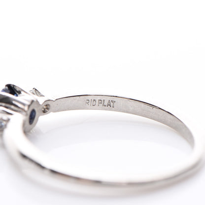 Tiffany Platinum Diamond Blue Sapphire Ring 7 4 of 5