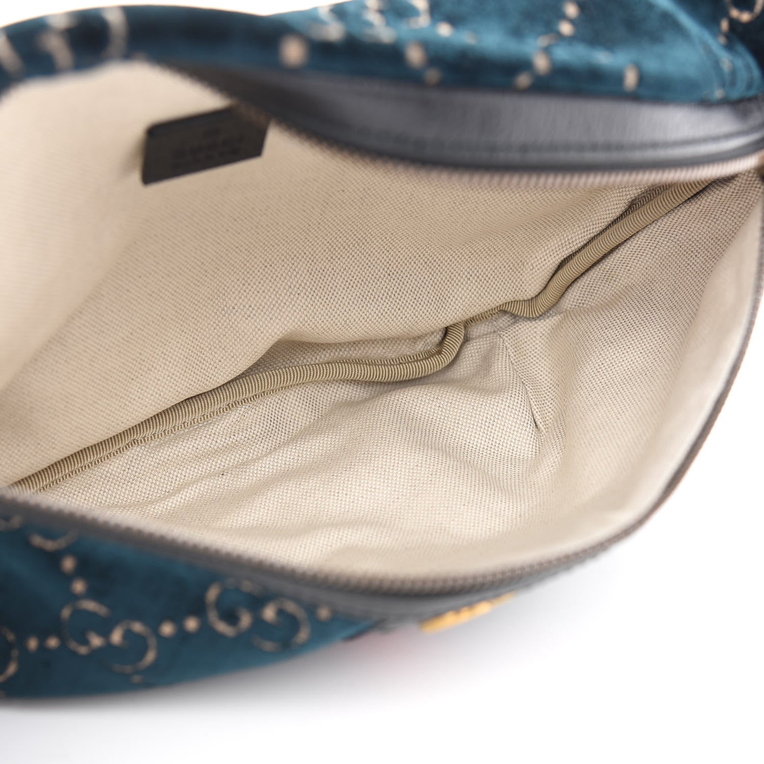 Gucci Velvet GG Monogram Web Belt Bag Blue Beige 5 of 9