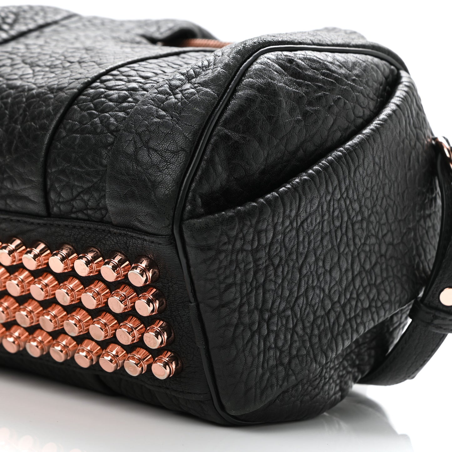 Pebbled Lambskin Mini Rockie Black Rose Gold Hardware