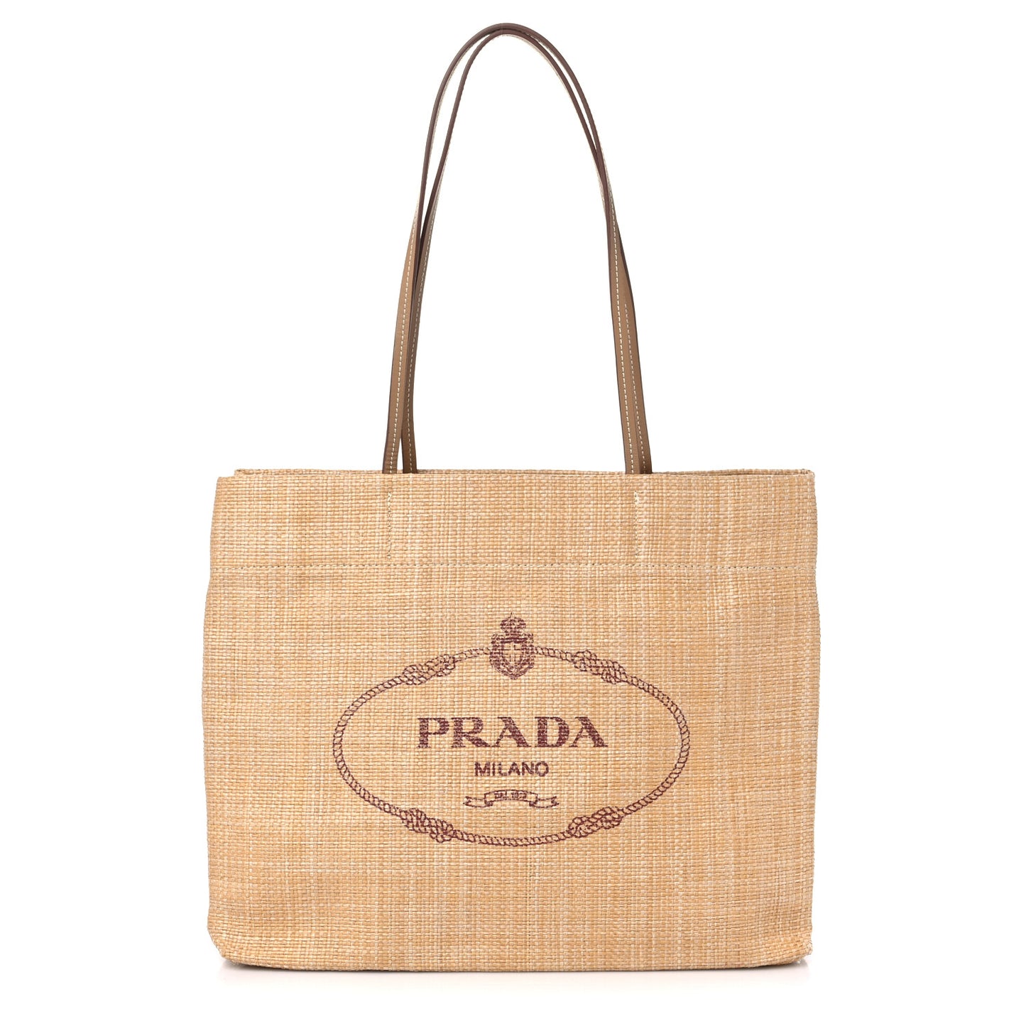 Raffia Logo Tote Naturale