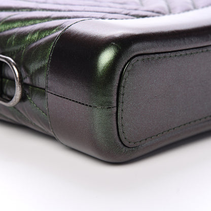 Chanel Metallic Calfskin Chevron Quilted Small Gabrielle Hobo Green 8 of 10