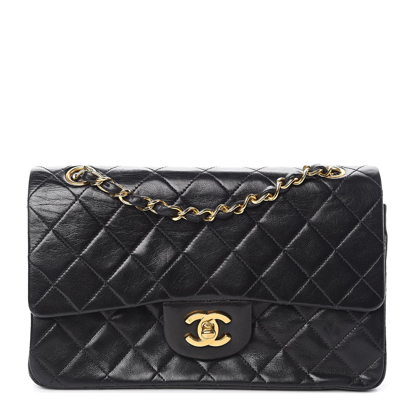 Lambskin Quilted Small Double Flap Black