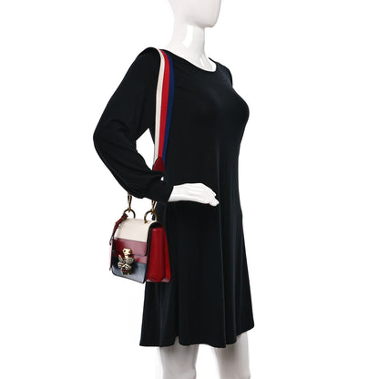 Gucci Calfskin Sylvie Web Queen Margaret Shoulder Bag Blue Agata Hibiscus Red Mystic White 2 of 9
