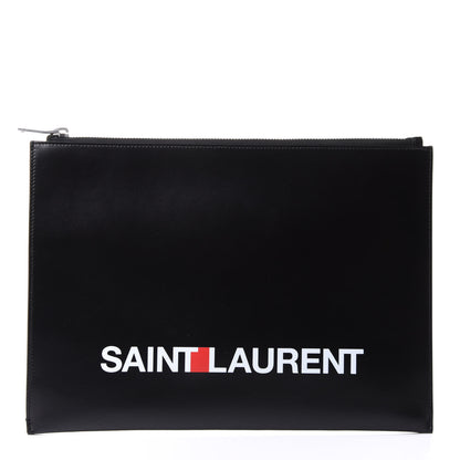 Saint Laurent Calfskin Logo Zipped Tablet Pouch Black 1 of 9