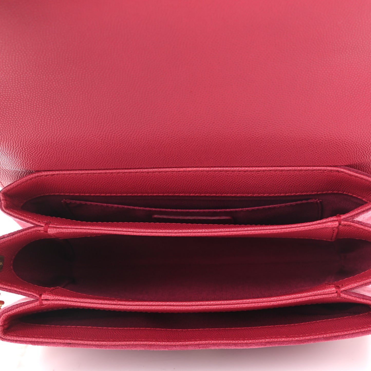 Grained Calfskin Stitched Small Enamel CC Flap Bag Pink