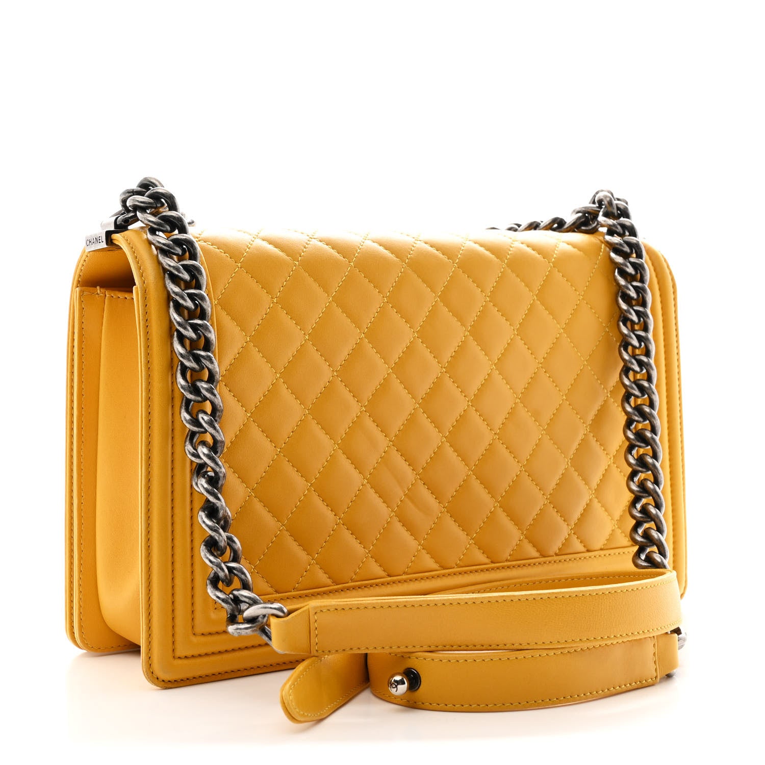 Chanel Lambskin Quilted New Medium Boy Flap Yellow 3 of 10