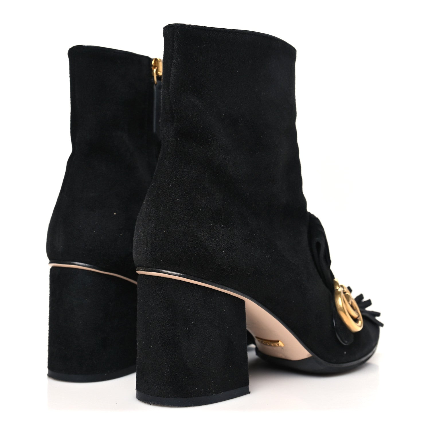 Gucci Kid Scamosciato GG Marmont Fringe 75mm Ankle Boots 38 Black 5 of 9