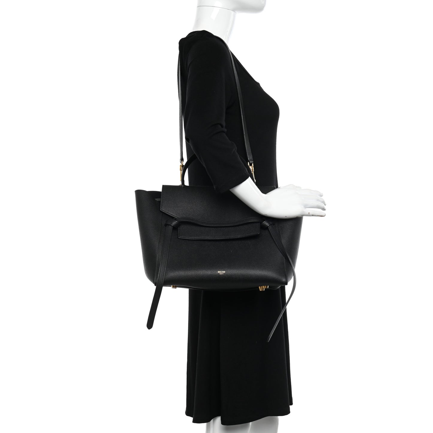 Grained Calfskin Mini Belt Bag Black