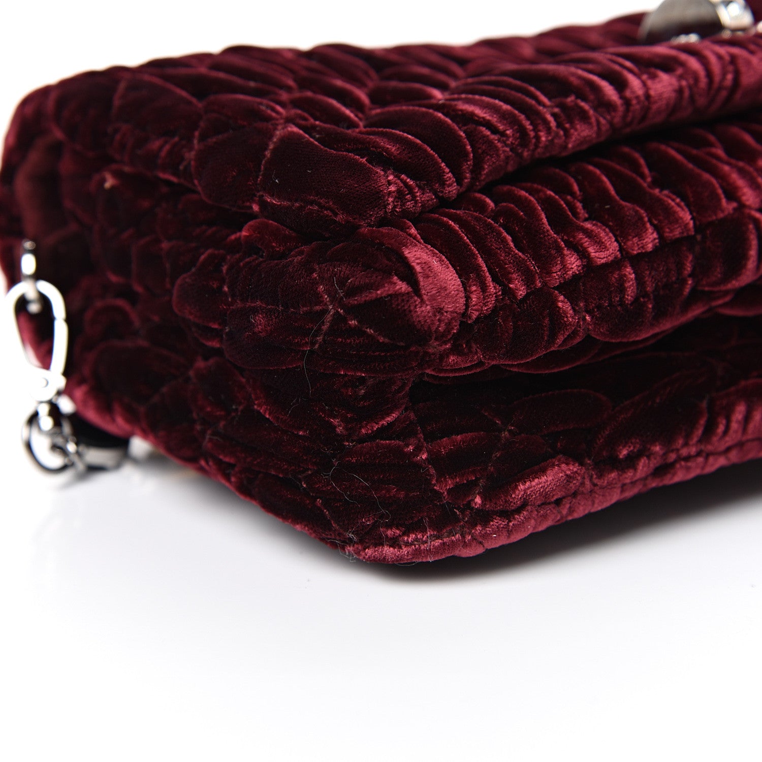 Miu Miu Velluto Matelasse Crystal Flap Clutch Bordeaux 8 of 9