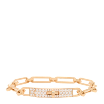 Hermes 18K Yellow Gold Diamond Pave PM Kelly Chaine Bracelet SH 1 of 4
