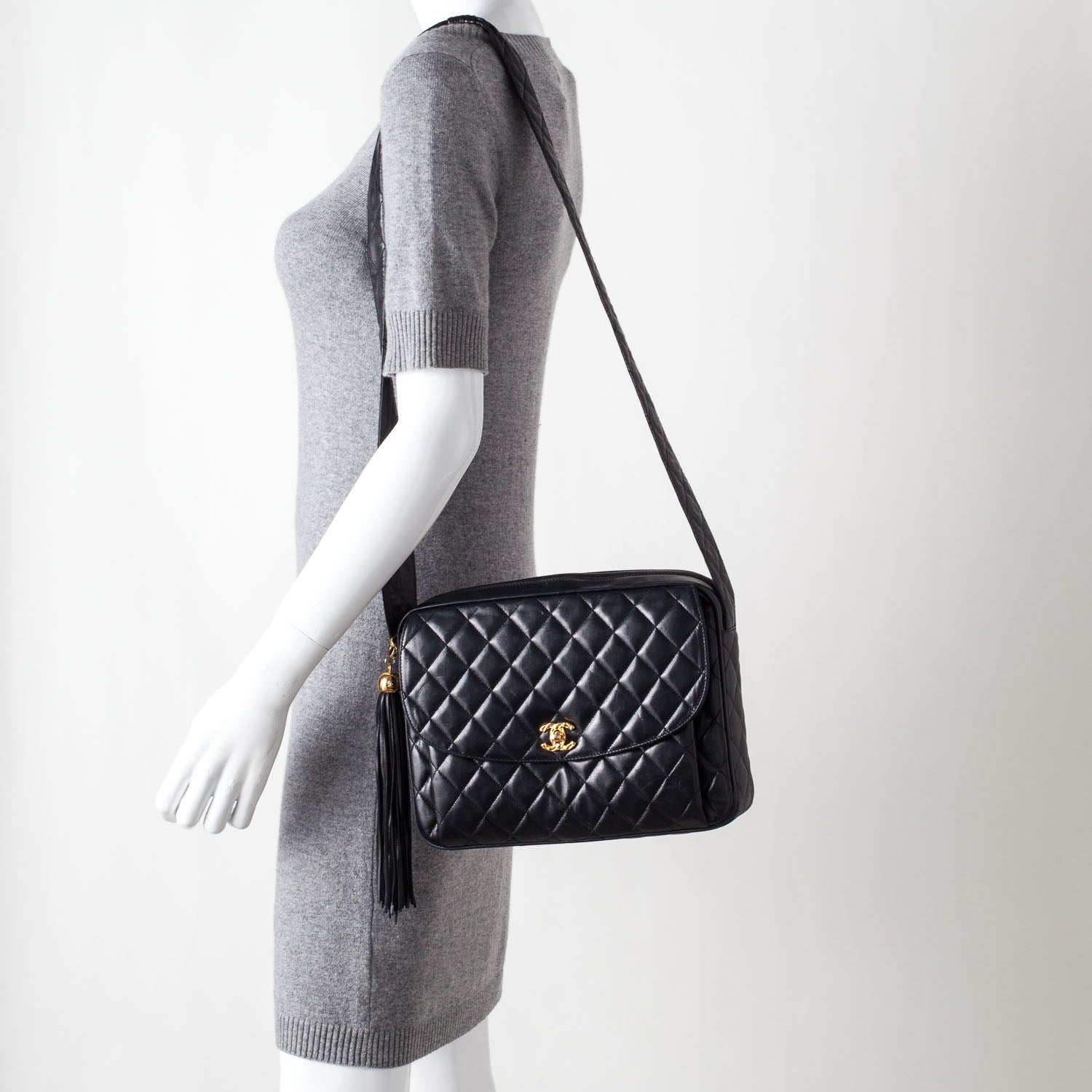 Chanel Lambskin Tassel Camera Case Black 2 of 12