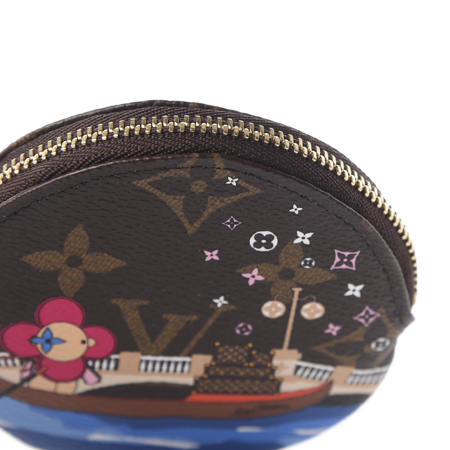 Louis Vuitton Monogram 2019 Christmas Animation Round Coin Purse Blue 8 of 10