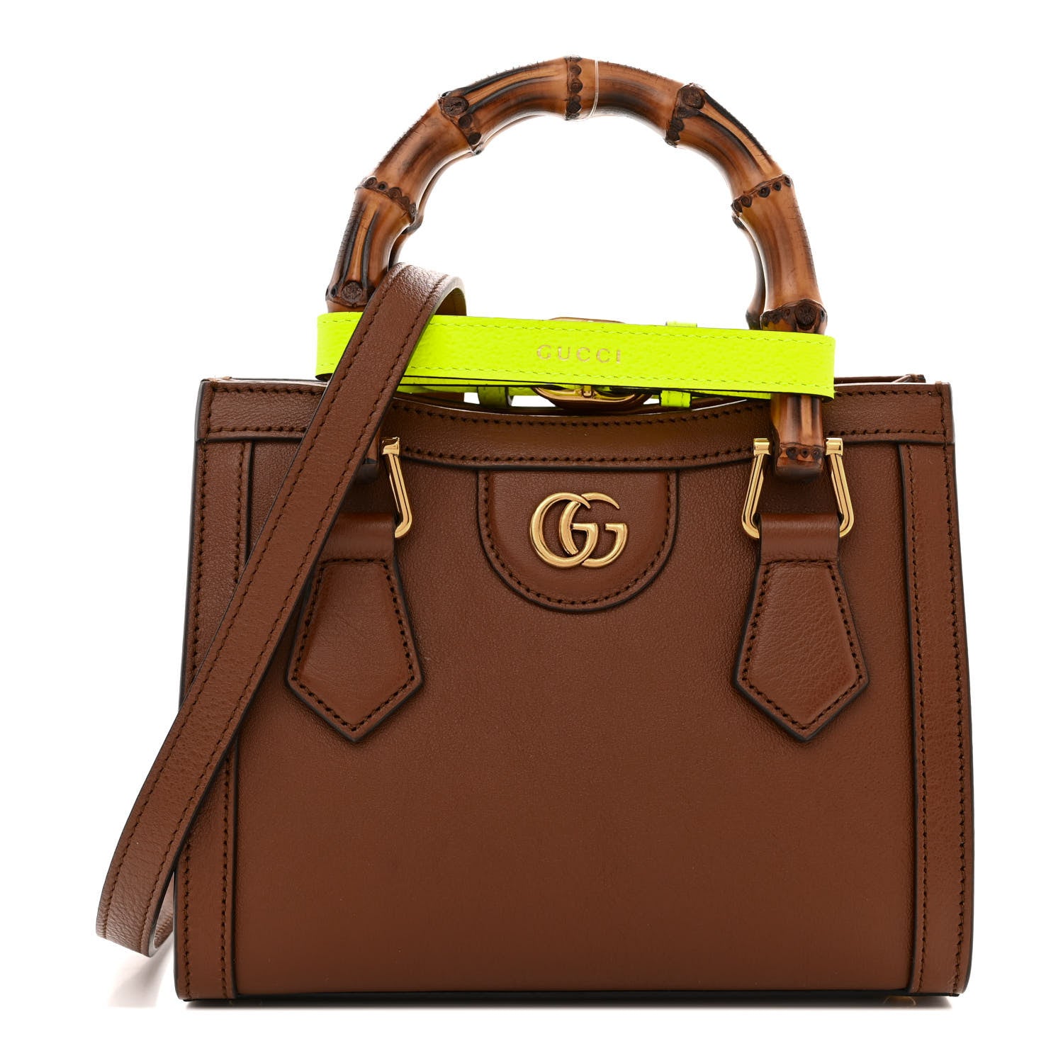 Gucci Wonka Grain Calfskin Mini Diana Tote Bag Cuir Yellow Fluo 1 of 10