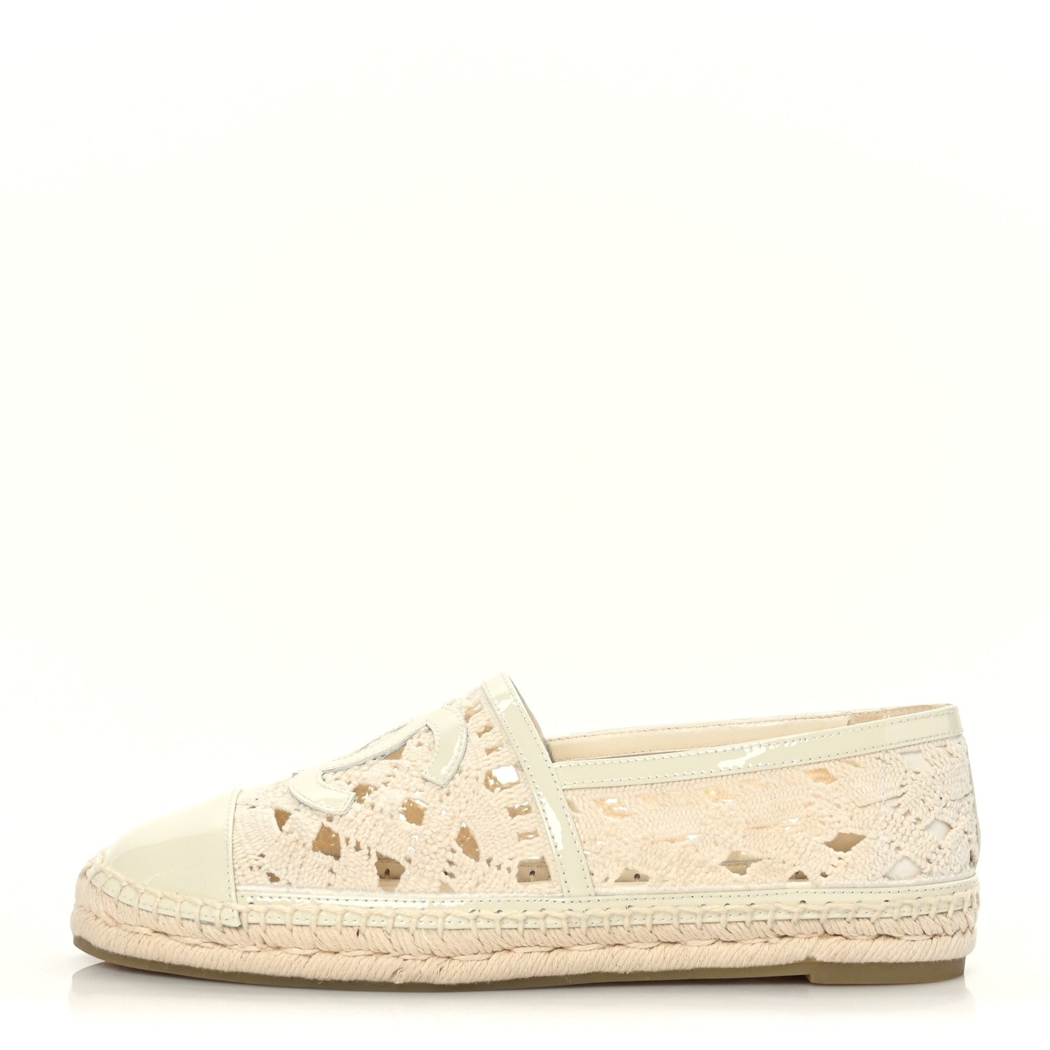 Chanel Macrame Patent CC Espadrilles 39 Beige Ivory 1 of 8