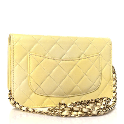 Chanel Cloudy Pearly Goatskin Quilted Wallet on Chain WOC Jaune 3 of 12