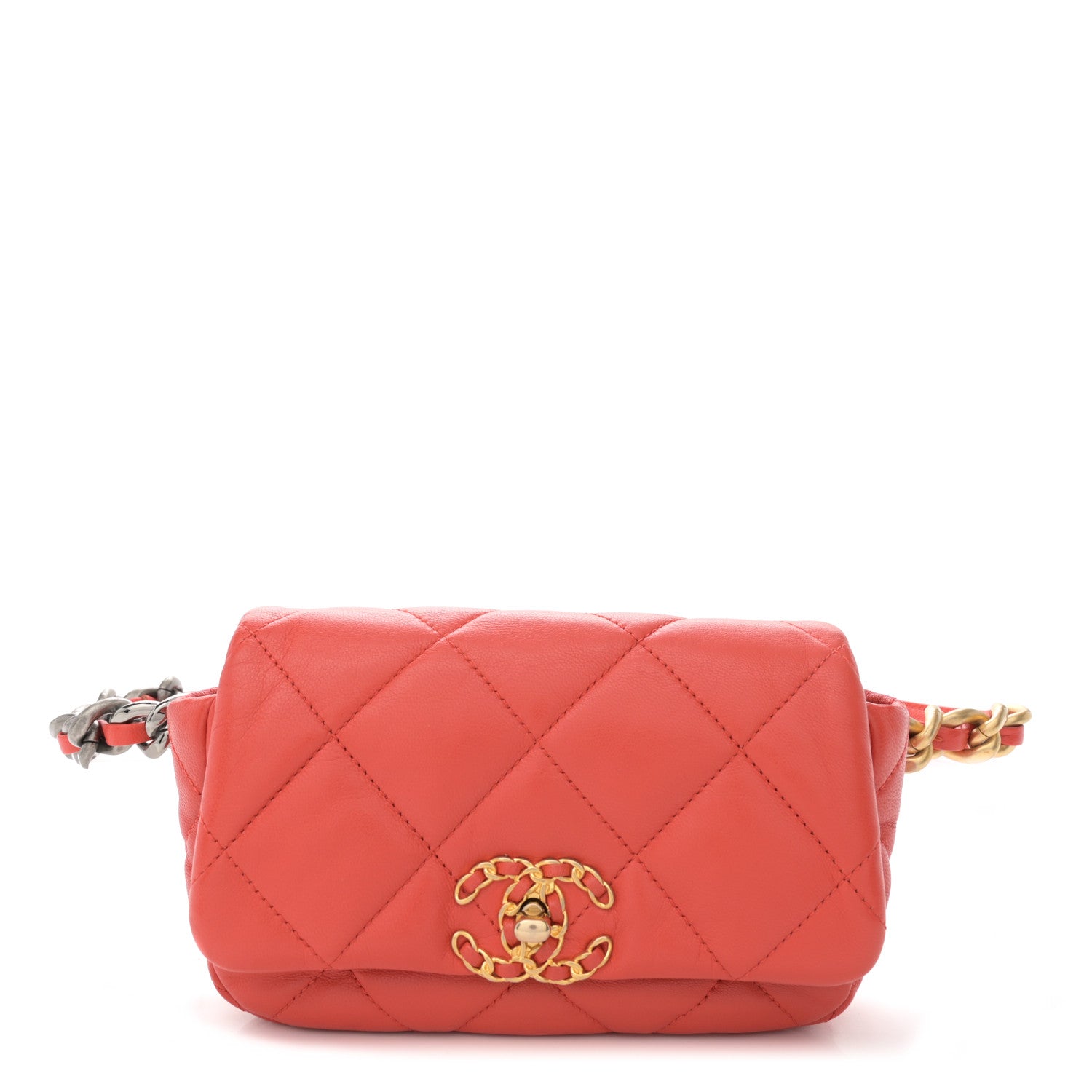 Chanel Goatskin Quilted Chanel 19 Waist Bag Red 1 of 10