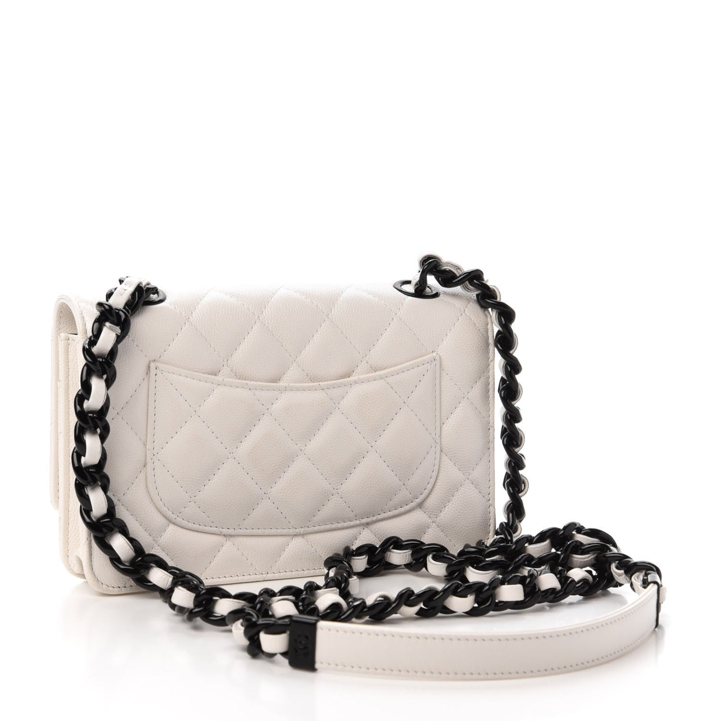 Caviar Quilted My Everything Wallet On Chain WOC White