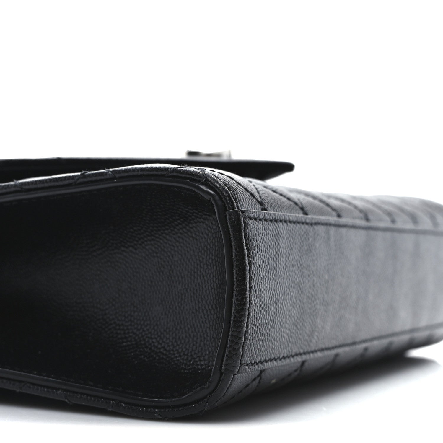 Saint Laurent Grain De Poudre Textured Mixed Matelasse Triquilt Medium Monogram Satchel Black 9 of 11