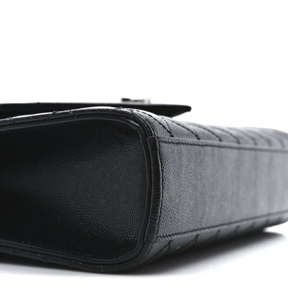 Saint Laurent Grain De Poudre Textured Mixed Matelasse Triquilt Medium Monogram Satchel Black 9 of 11