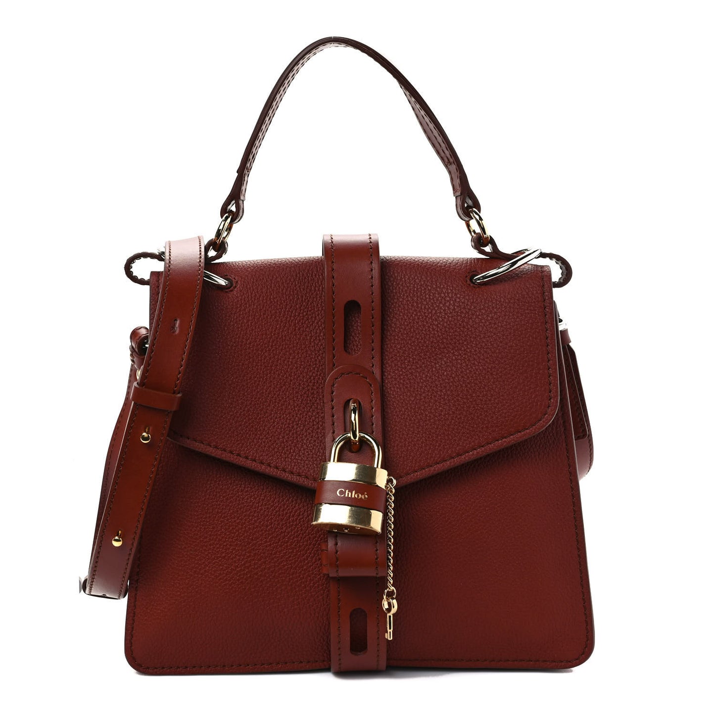 Shiny Grained Calfskin Medium Aby Day Shoulder Bag Sepia Brown