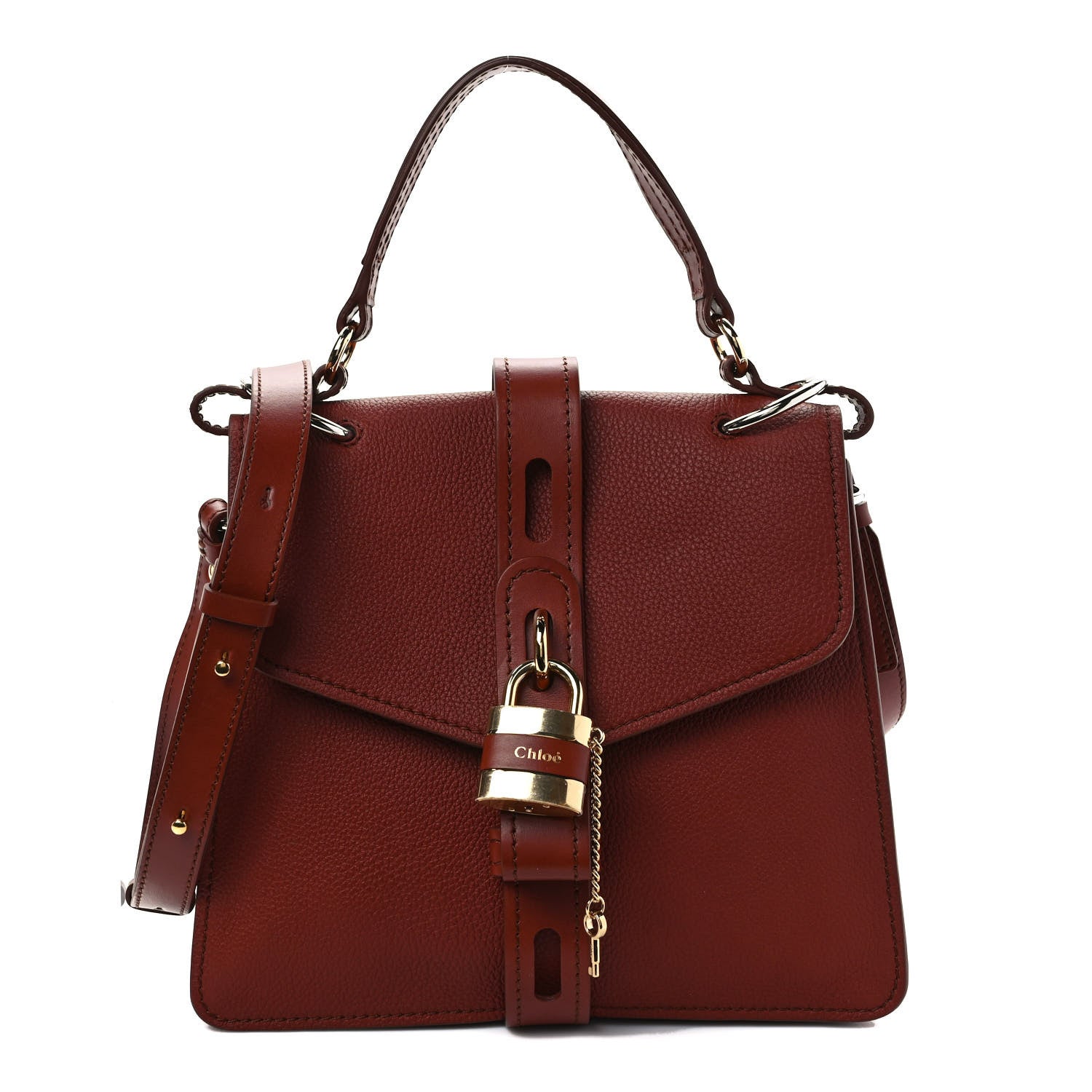 Chloe Shiny Grained Calfskin Medium Aby Day Shoulder Bag Sepia Brown 1 of 10