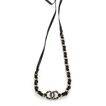 Chanel Metal Lambskin CC Chain Tie Headband Gold Black 3 of 5