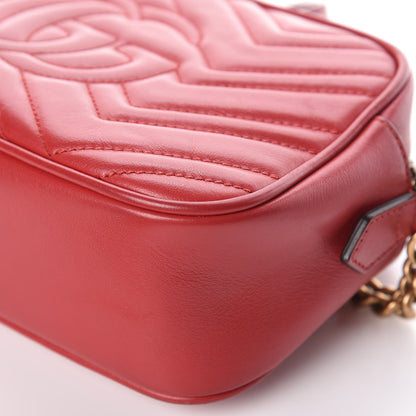 Gucci Calfskin Matelasse Small GG Marmont Chain Shoulder Bag Hibiscus Red 11 of 12