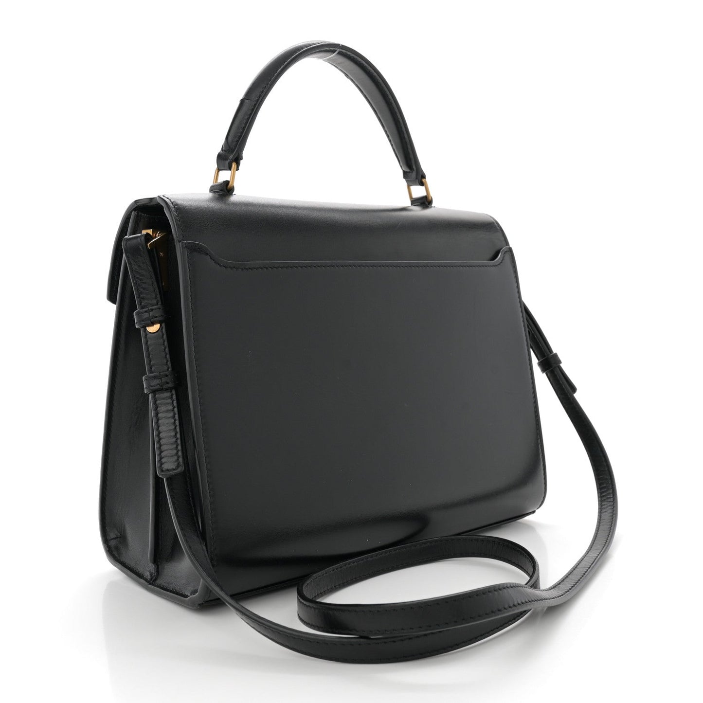 Smooth Calfskin Medium Classic Monogram Cassandra Top Handle Black Rouge Legion