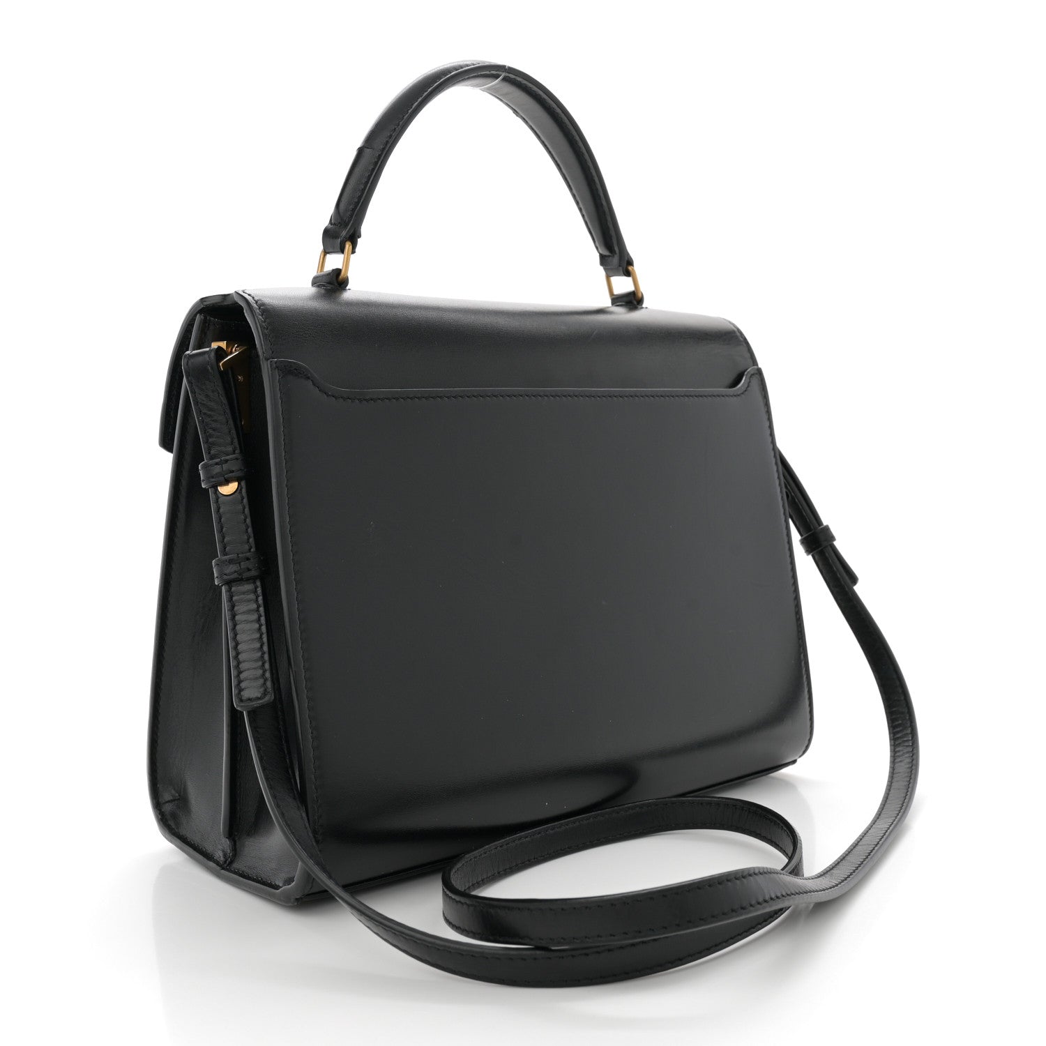 Saint Laurent Smooth Calfskin Medium Classic Monogram Cassandra Top Handle Black Rouge Legion 3 of 14