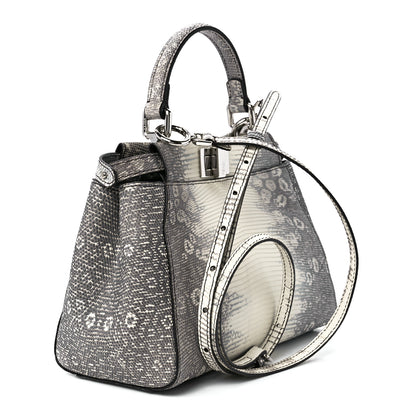 Fendi Lizard Togo Shiny Nappa Mini Peekaboo Iconic Satchel Roccia 3 of 11