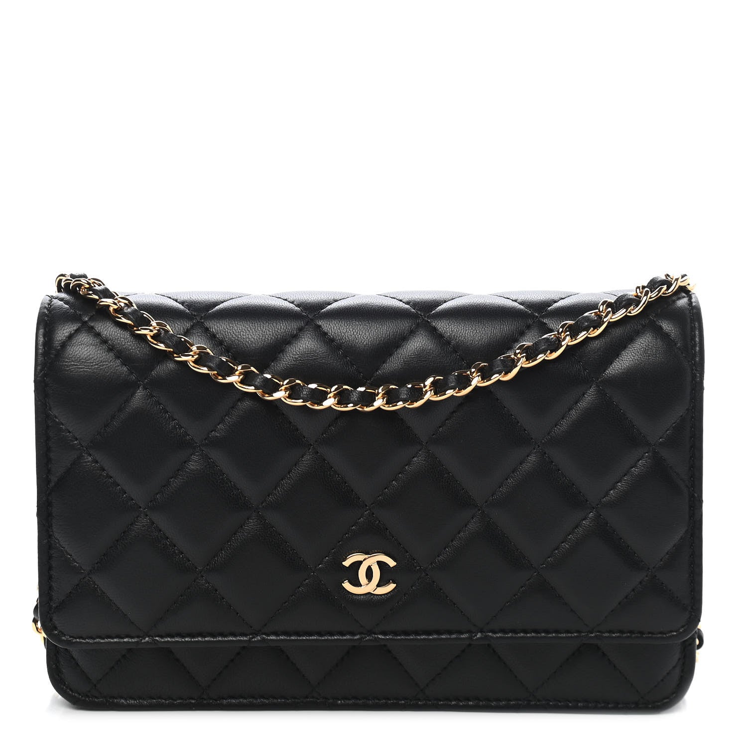Chanel Lambskin Quilted Wallet On Chain WOC Black 1 of 10