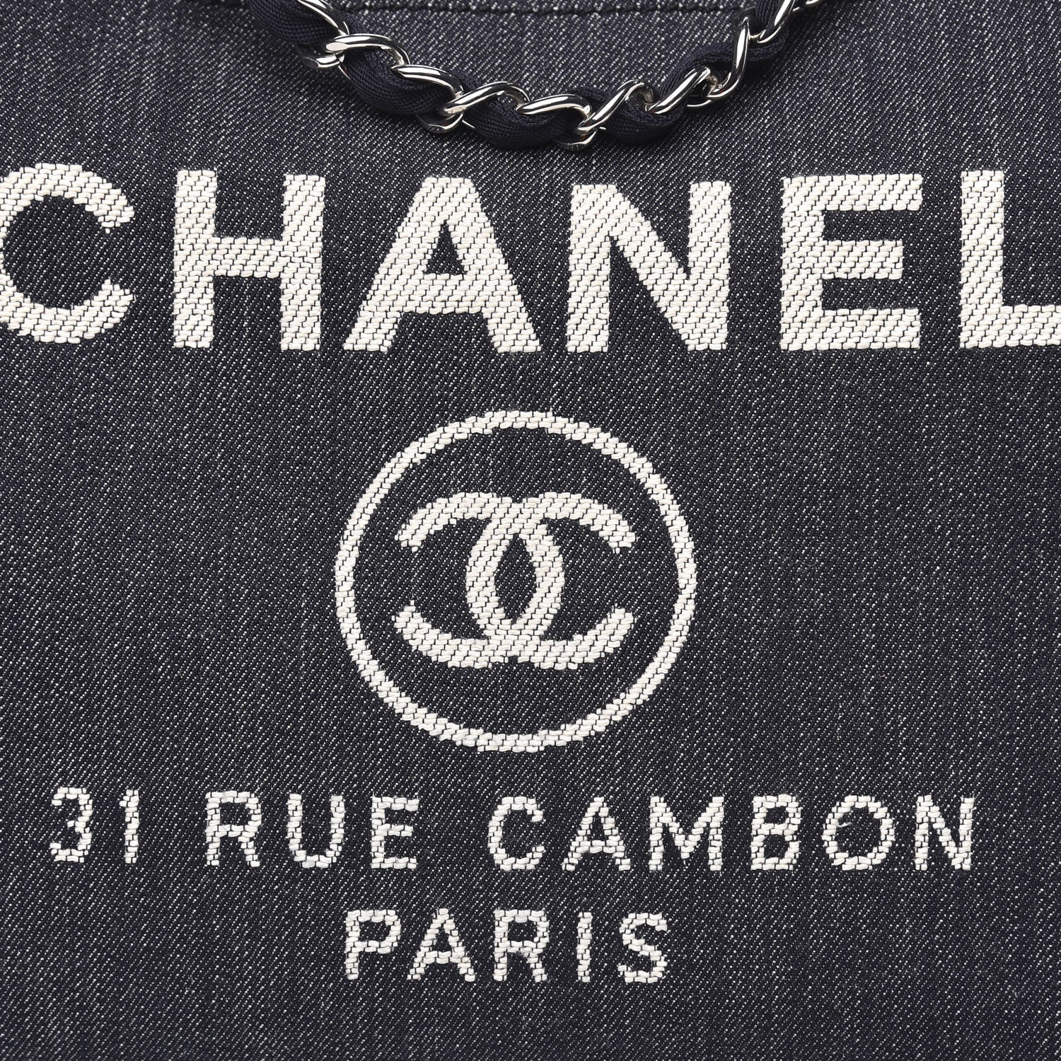 Chanel Denim Medium Deauville Tote Dark Blue 10 of 10