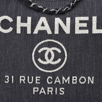 Chanel Denim Medium Deauville Tote Dark Blue 10 of 10
