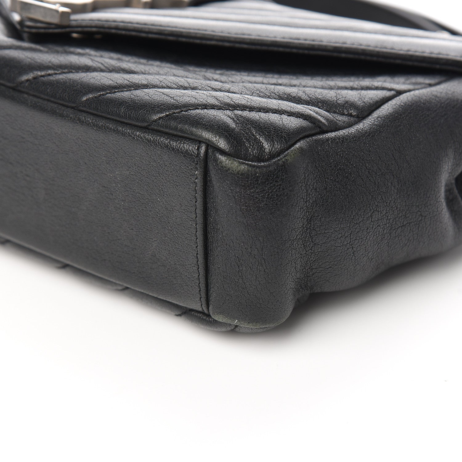 Saint Laurent Sheepskin Medium Tri-Quilt College Monogram Satchel Black 9 of 11