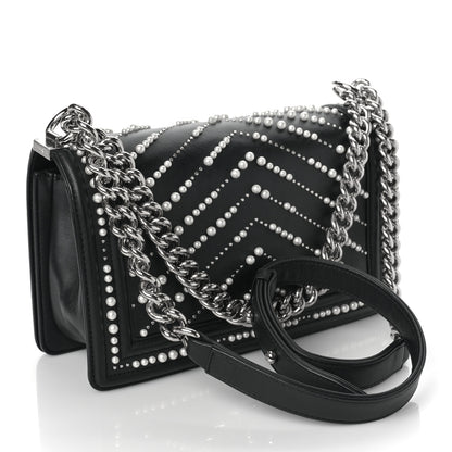 Chanel Calfskin Pearl Chevron Medium Boy Flap Black 3 of 10