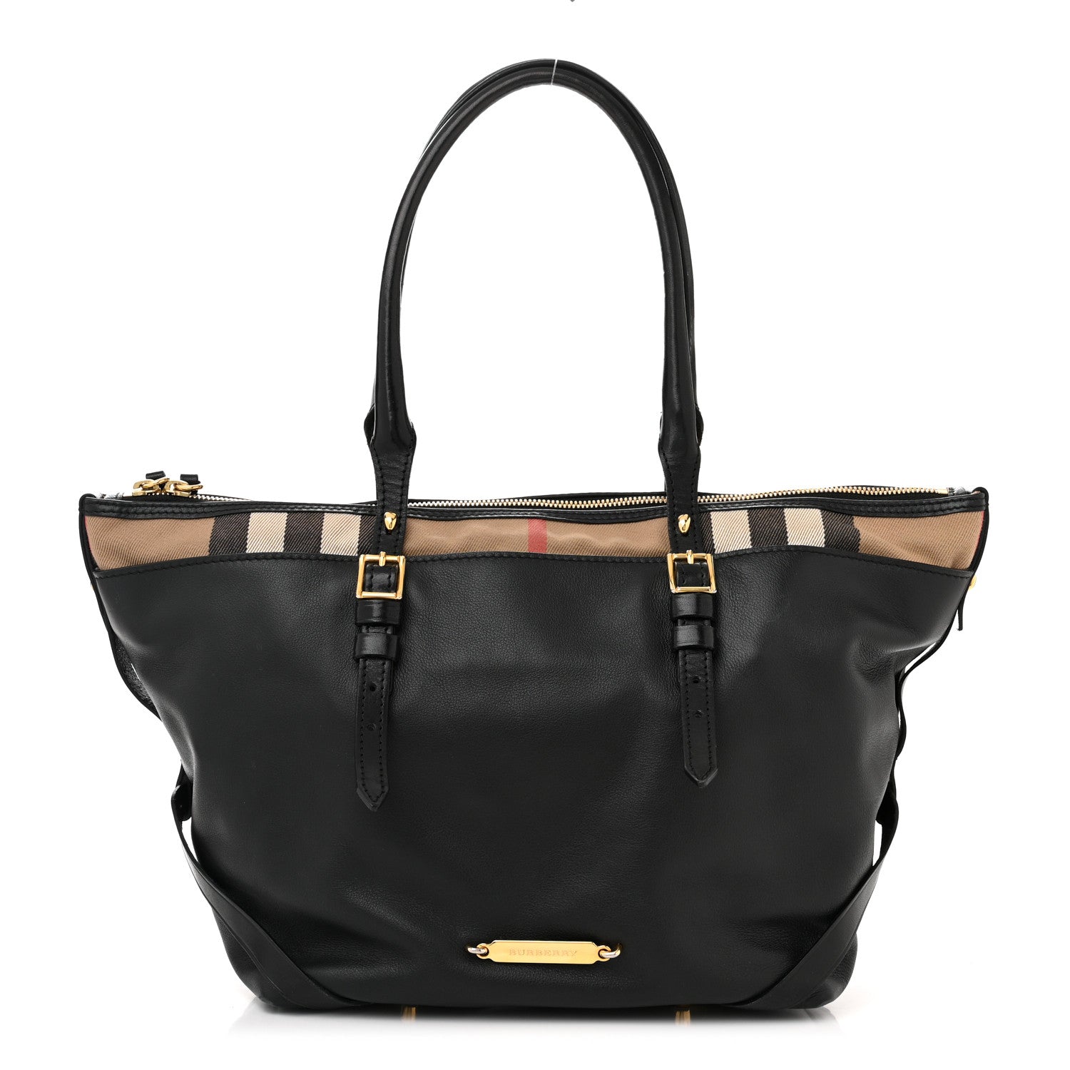 Burberry Calfskin House Check Small Salisbury Tote Black 1 of 14