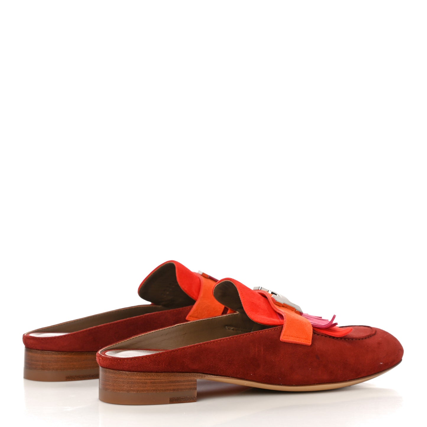 Velvet Goatskin Rivoli Mules 36 Brun Acajou