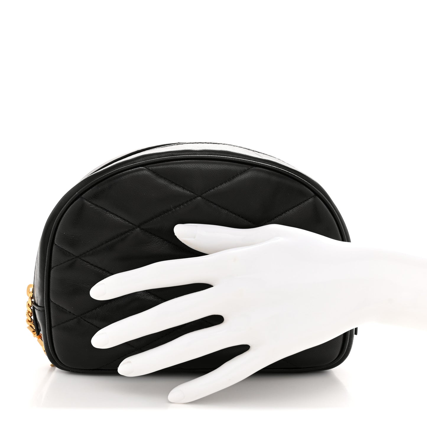 Lambskin Quilted Lolita Cosmetic Pouch Black