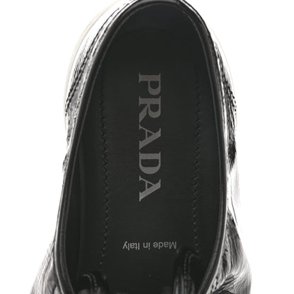 Prada Patent Naplak Triangle Logo Womens Low Top Sneakers 40 Black White 7 of 10