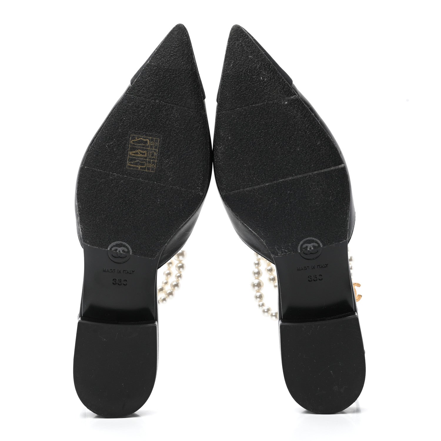 Chanel Lambskin Grosgrain Cap Toe Pearl Slingbacks 36 Black 5 of 9