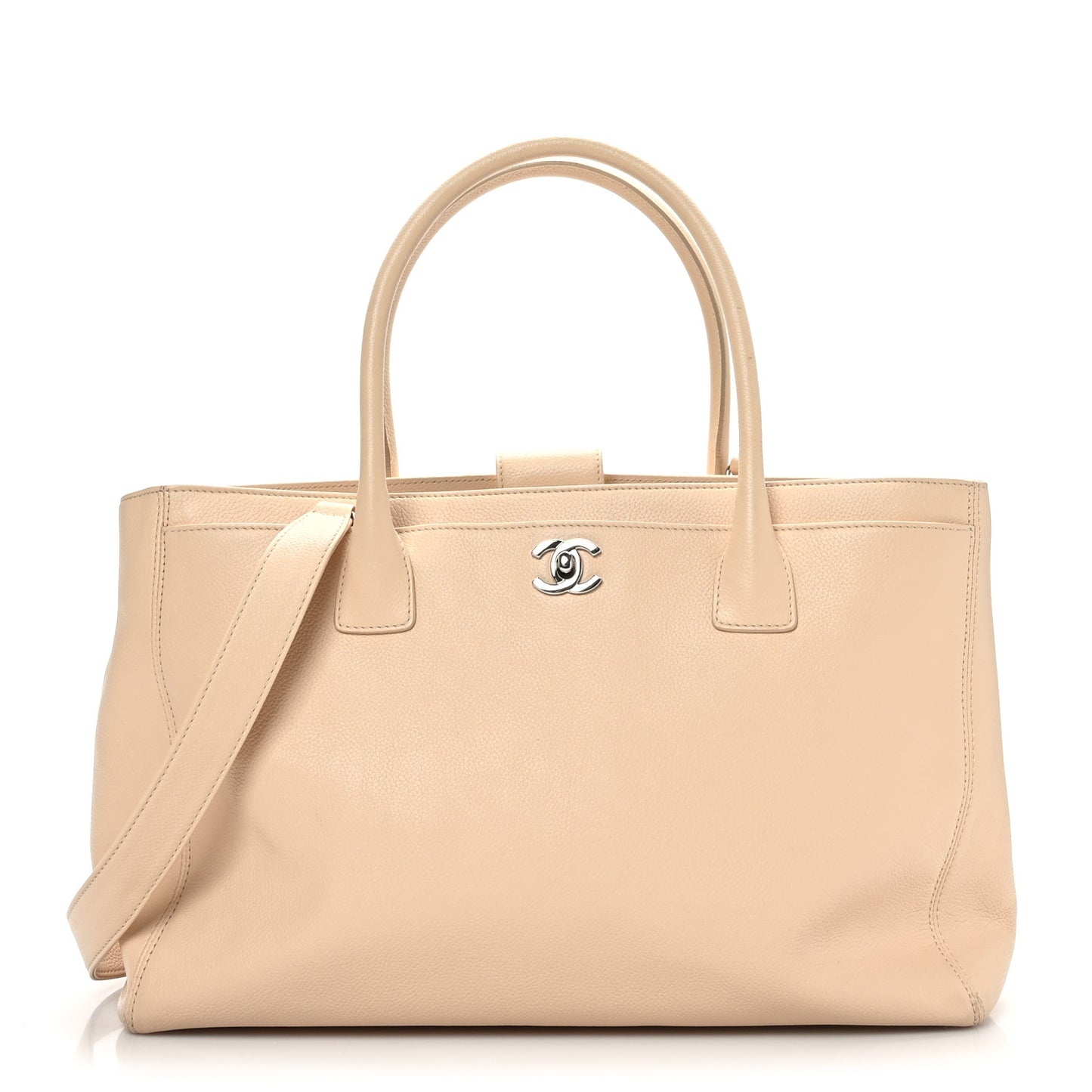 Calfskin Cerf Executive Shopper Tote Beige