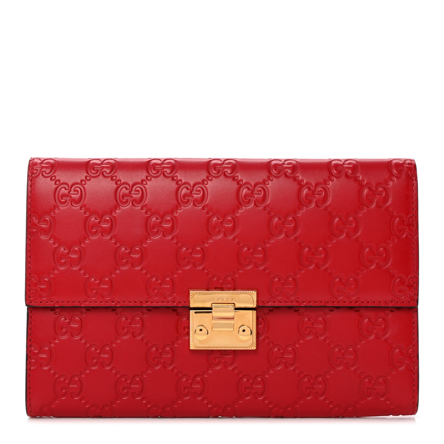 Guccissima Padlock Clutch Hibiscus Red