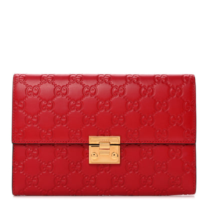 Gucci Guccissima Padlock Clutch Hibiscus Red 1 of 10