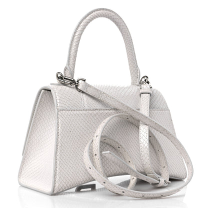 Balenciaga Calfskin Snake Embossed Small Hourglass Top Handle Bag White 3 of 14