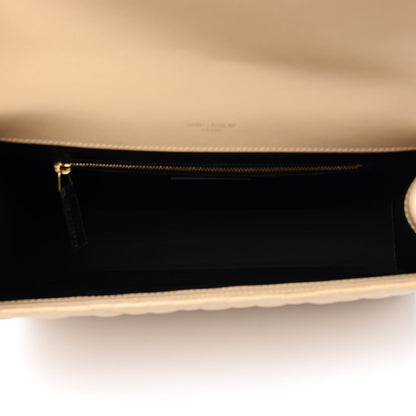 Saint Laurent Grain De Poudre Mixed Matelasse Large Triquilt Monogram Satchel Nude Powder 4 of 9