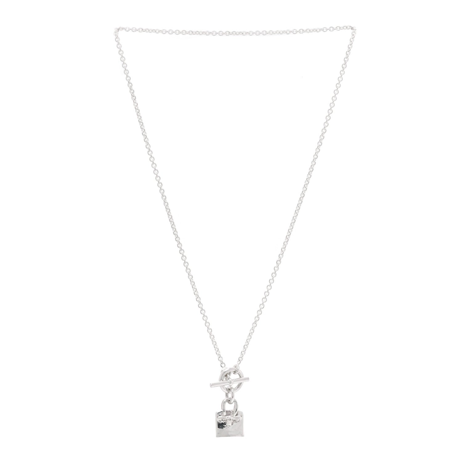 Hermes Sterling Silver Birkin Amulette Pendant Necklace 2 of 4