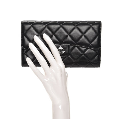 Chanel Lambskin Quilted Large Flap Wallet Black 2 of 7