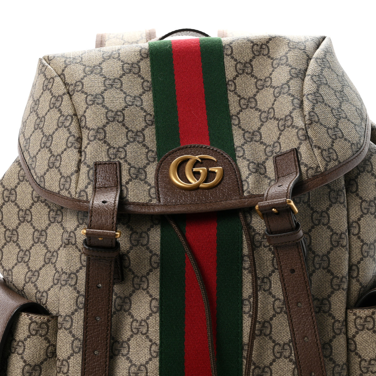 Gucci GG Supreme Monogram Medium Ophidia Double Buckle Backpack Brown 8 of 10