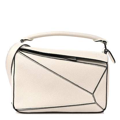 Loewe Grained Calfskin Small Puzzle Bag Soft White 1 of 9