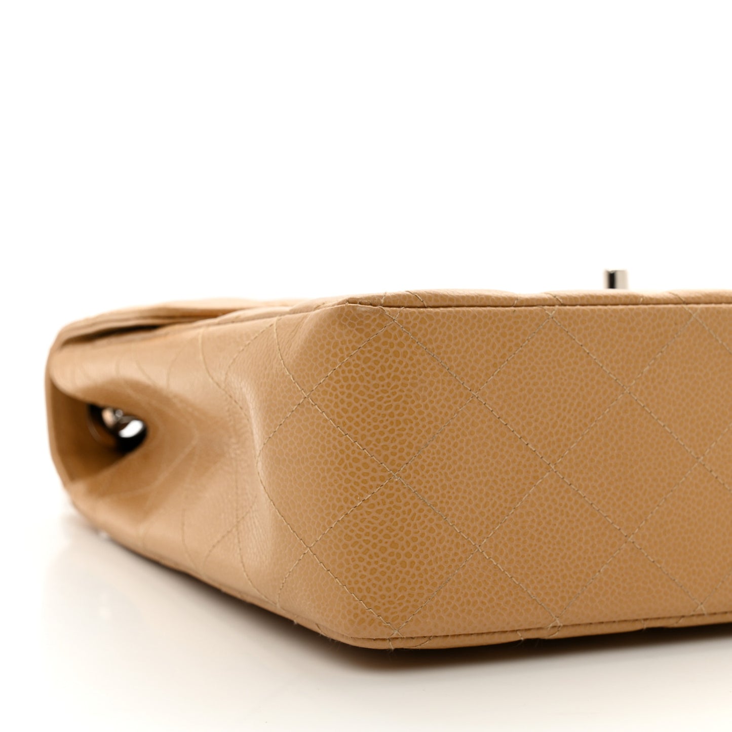 Caviar Quilted XL Jumbo Single Flap Beige